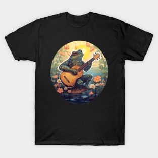 Cottagecore Frog With Acoustic Guitar T-Shirt